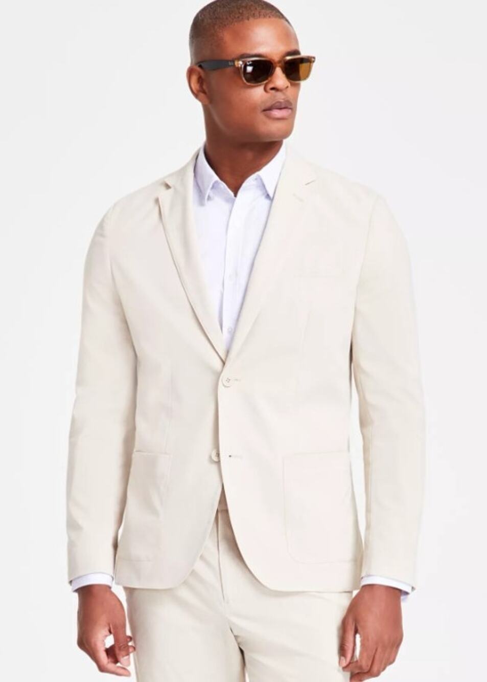 ALFANI Men's Breathable Airflow Suit Jacket Large Blazer Cream Lightweight